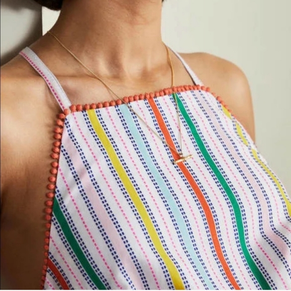 Boden Stripe Halterneck Midi Dress Sweetcorn and Green Pepper- 6 Petite- NWT! - Picture 2 of 9